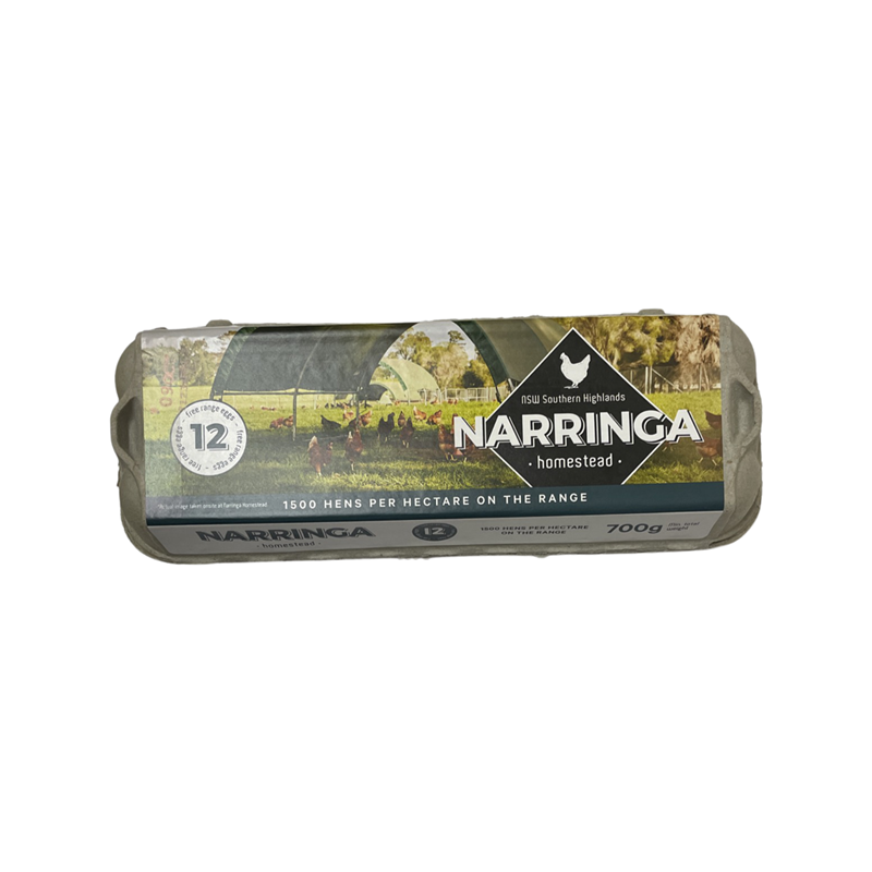 NARRINGA HOMESTEAD FREE RANGE EGGS 700G 12PK