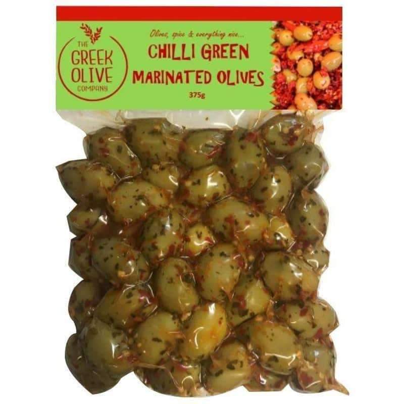 The Greek Olives Marinated Chili Green 375g